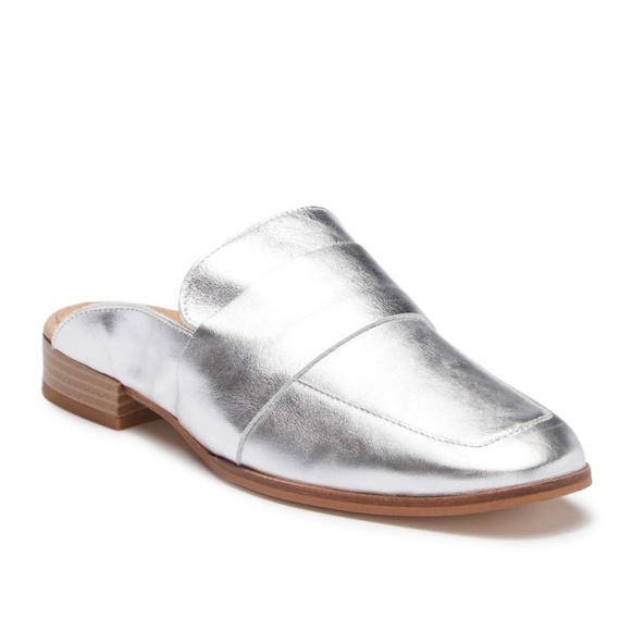 Free People Shoes - Free People At Ease Silver Leather Mules 38 US 8